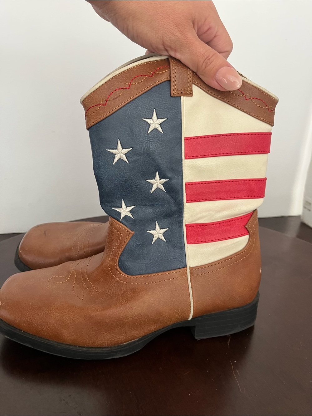 Boys sz 4 Patriotic Flag Cowboy Boots - Red, White & Blue